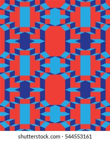 Geometric abstract blue and red pattern