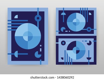 Geometric abstract blue round design for annual report, brochure, flyer, poster. Geometric background vector illustration for flyer, leaflet, poster. Abstract A4 brochure template.