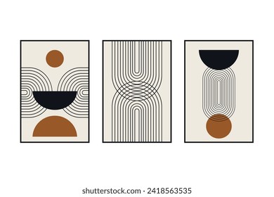 Geometric abstract boho line art wall decor