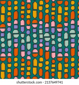 Geometric Abstract Bold Colorful Pattern for Textile, Print, wrapping Paper 