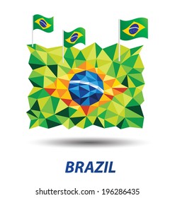 geometric abstract in Brazil flag concept