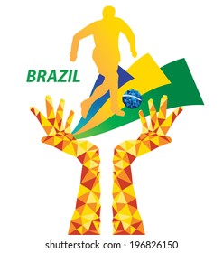 geometric abstract in Brazil flag concept