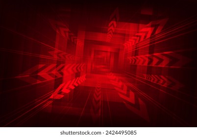 Fondo geométrico abstracto, rojo brillante con flechas.