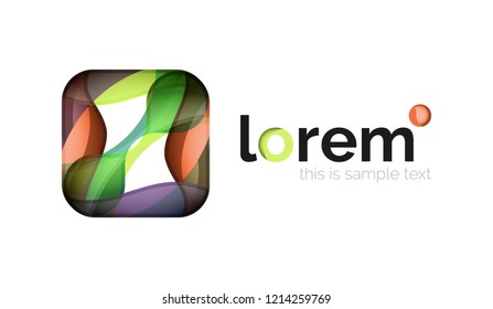 Geometric abstract business icon template, smooth shape, vector