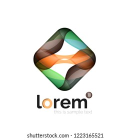 Geometric abstract business icon template, smooth shape, vector