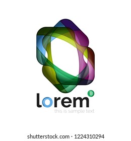 Geometric abstract business icon template, smooth shape, vector