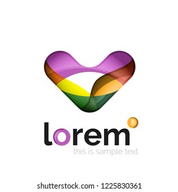 Geometric abstract business icon template, smooth shape, vector