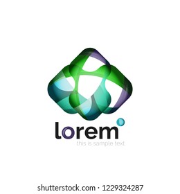 Geometric abstract business icon template, smooth shape, vector