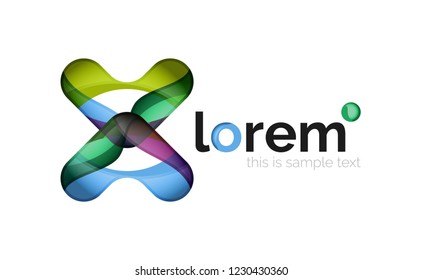 Geometric abstract business icon template, smooth shape, vector