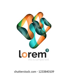 Geometric abstract business icon template, smooth shape, vector