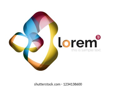 Geometric abstract business icon template, smooth shape, vector