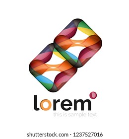 Geometric abstract business icon template, smooth shape, vector