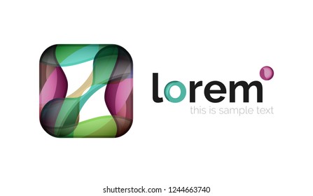 Geometric abstract business icon template, smooth shape, vector