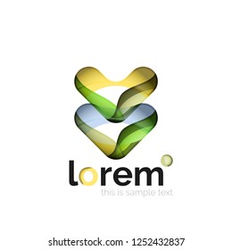 Geometric abstract business icon template, smooth shape, vector