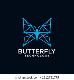 Geometric Abstract butterfly technology linear logo symbol , vector logo design