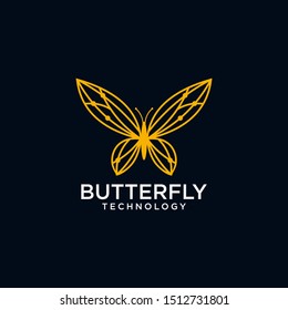 Geometric Abstract butterfly technology linear logo symbol , vector logo design