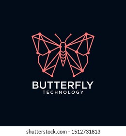 Geometric Abstract butterfly technology linear logo symbol , vector logo design