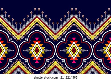 Geometric abstract carpet ethnic pattern design. Aztec fabric carpet mandala ethnic ornament chevron textile decoration wallpaper. Tribal boho native traditional embroidery vector background 