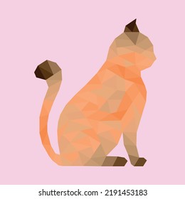 Ilustración vectorial de gatos abstractos geométricos, icono de mascota geométrica, concepto de arte cristalino de gatos marrones anaranjados, polígono bajo de color anaranjado gato, ilustración de diseño de cristales animales.