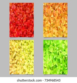 Geometric abstract chaotic triangle pattern page template set - vector stationery background designs from triangles in colored tones