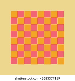 Geometric abstract checkered square design element with risograph print effect. Retro classic 80s. Isolated vector illustration.