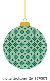Geometric abstract Christmas bauble ornament decoration. Perfect for banner, flyer, label, postcard, sale, sticker, card. Isolated hand drawn vector illustration.

