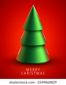 Geometric abstract Christmas tree. Merry Christmas and happy new year banner. Vector illustration