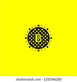 geometric abstract circle and B logo letter in the middle design concept design concept with yellow background