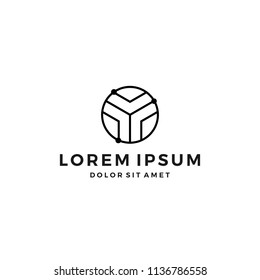 geometric abstract circle logo line art outline monoline icon illustration network connect symbol