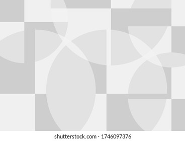 Geometric abstract circle and square perspective background in white and gray. Using for structure molecule, digital futuristic minimalism, big data visualization, technology, and science template.