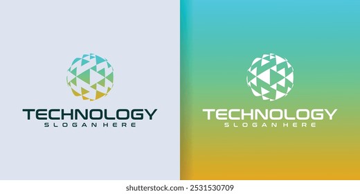 Geometrisches abstraktes Kreis-Technologie-Logo. Inspiration für das Internet-Logo