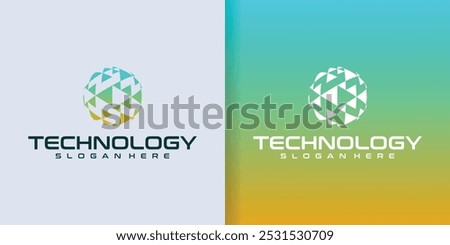 Geometric abstract circle technology logo. Internet logo inspiration
