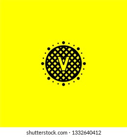 geometric abstract circle and V logo letter in the middle design concept design concept with yellow background