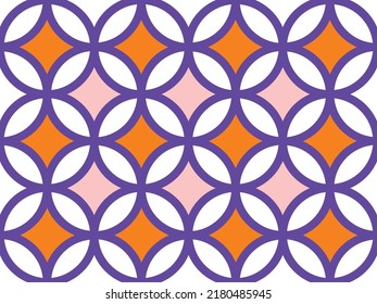 Geométrico Resumen Círculos Estilo Marroquí Diseño Retro Multicolor Patrón sin inconvenientes Colores De Moda Moda Moda Electric Morado Tonos Rosa Naranja