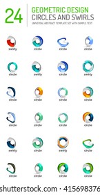 Geometric abstract circles and swirls icon set. Vector symbols isolated on white