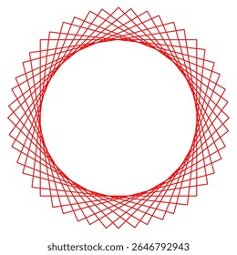 Geometric Abstract Circular Pattern in Red – Rotating Square Symmetry Design