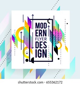 Geometric abstract colorful flyer.  Brochure templates. Design elements.  Modern backgrounds,  line art, space colours.