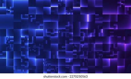 Geometric Abstract Colorful Gradient Squares Vector Pattern. Generative Art Geometric Graphics Composition Background for Web Design, Poster, Banner, Print Design. Vector Illustration.