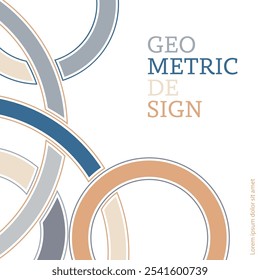 Composição geométrica abstrata. Círculos de interseção. Modelo para cartazes modernos, cartazes, capas, cartões postais, cartões de visita. Estilo minimalista para ideias criativas e design criativo