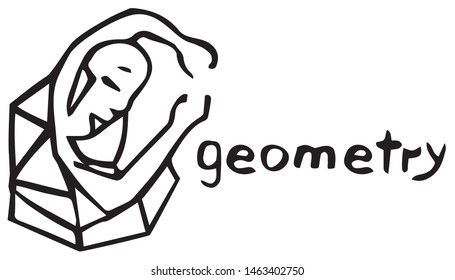Geometric abstract composition with man. The word "geometry". For advertising modern equipment, as an emblem