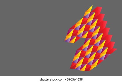 Geometric abstract composition, multicolored pattern of bright head horse on gray background on the game of chess and sports. It can be used as  invitation, business card and space for text 