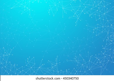 Geometric abstract connected line with dots. Big data visualization. Molecule and communication background. Social network information. Modern technology concept. Vector illustration