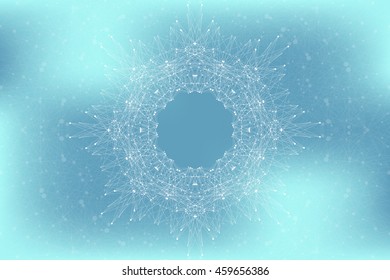Geometric abstract connected line with dots. Big data visualization. Molecule and communication background. Social network information. Modern technology concept. Vector illustration