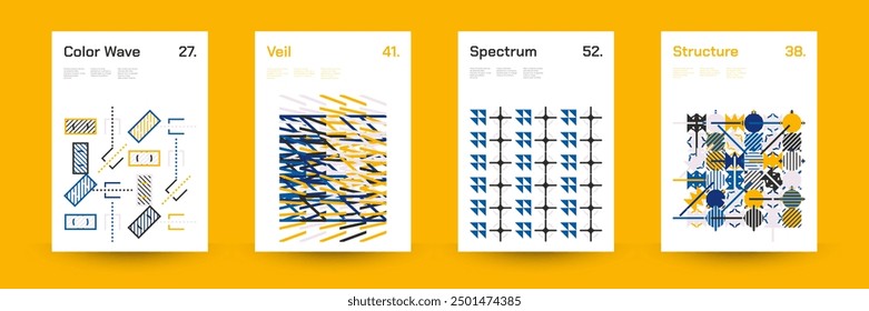 Geometric Abstract Cover Poster Set. Abstract Shape Background for Magazine Brochure Flyer and Page Layout. Vector Illustration