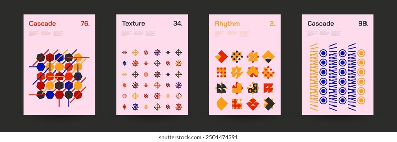 Geometric Abstract Cover Poster Set. Abstract Shape Background for Magazine Brochure Flyer and Page Layout. Vector Illustration
