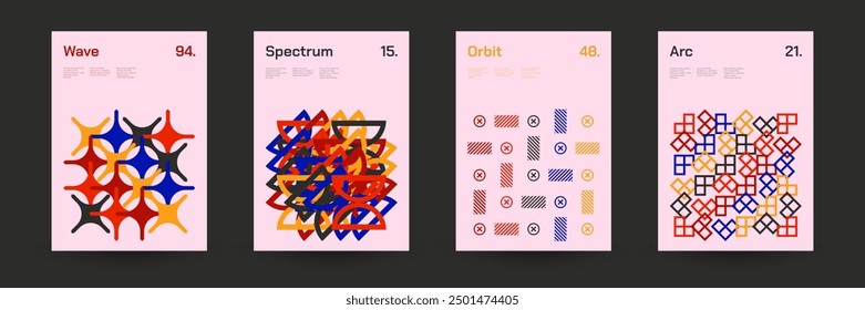 Conjunto de póster de cubierta Abstractas geométrica. Fondo de forma Abstractas para folleto de revista y diseño de página. Ilustración vectorial