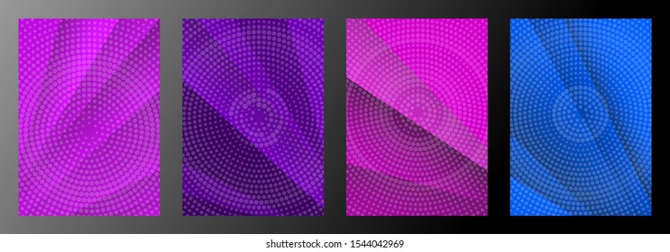 Geometric abstract covers set. Simple overlap with dotted backdrop