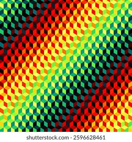 Geometric abstract cubes pattern. Textured diagonal gradient. Small cubes.