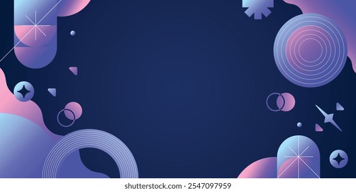 Geometric abstract in dark background. Gradient minimal shape memphis