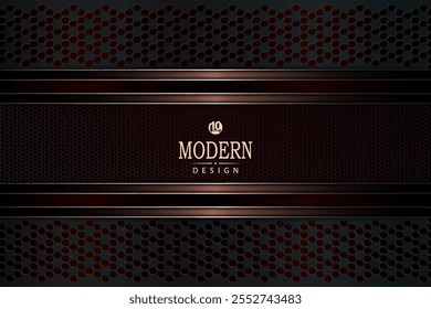 Geometrischer abstrakter dunkelroter Hintergrund mit Metallrahmen mit Einfassung.